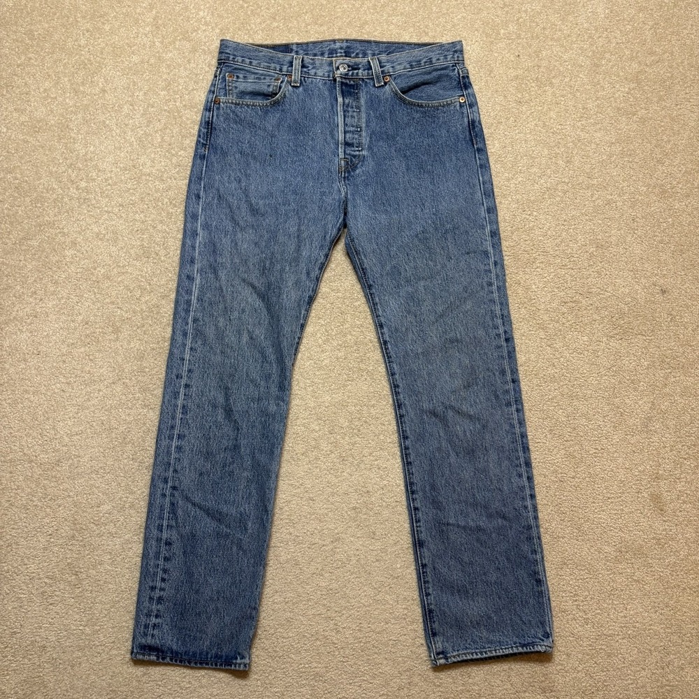 Levis 501 Jeans Mens 31x30 Blue Medium Wash Regular Fit Straight Leg Denim Pants